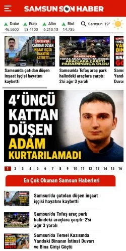 Anteprima del sito Samsun Son Haber, media di Turchia per articoli sponsorizzati