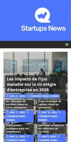 Podgląd witryny Startups News, medium z kraju Francja do artykułów sponsorowanych