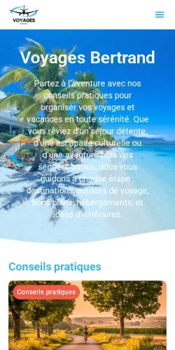 Anteprima del sito Voyages Bertrand, media di Francia per articoli sponsorizzati