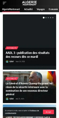 Anteprima del sito AlgerieMaintenant, media di Francia per articoli sponsorizzati