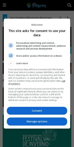 Vista previa del sitio Passeios, medio de Brasil para artículos patrocinados