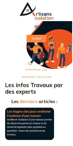 Aperçu du site Artisans Isolation, média de France pour articles sponsorisés