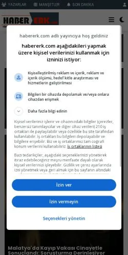 Sponsorlu makaleler için Türkiye medyası Habererk.com sitesinin önizlemesi