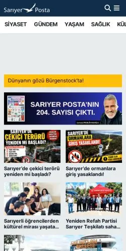Förhandsvisning av webbplatsen Sarıyer Posta, medium i Turkiet för sponsrade artiklar