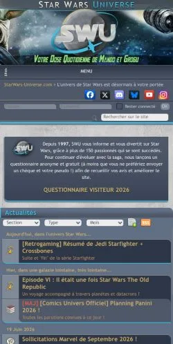 Podgląd witryny Star Wars Universe, medium z kraju Francja do artykułów sponsorowanych