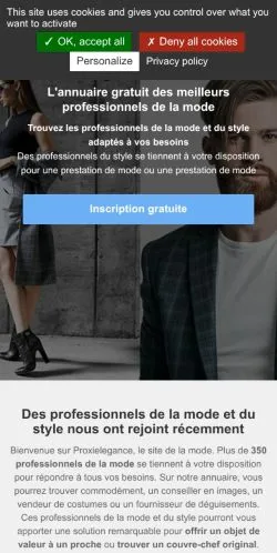 Anteprima del sito Proxielegance Mode, media di Francia per articoli sponsorizzati