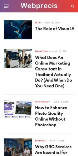 Förhandsvisning av webbplatsen Webprecis, medium i USA för sponsrade artiklar