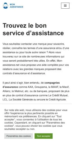 Anteprima del sito Mon Assistance, media di Francia per articoli sponsorizzati