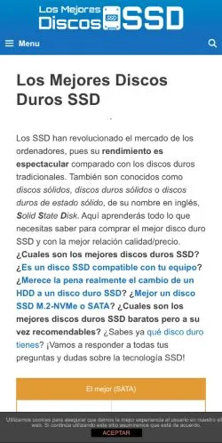 Anteprima del sito Los Mejores Discos SSD, media di Spagna per articoli sponsorizzati