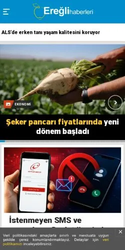 Podgląd witryny Ereğli Haberleri, medium z kraju Turcja do artykułów sponsorowanych
