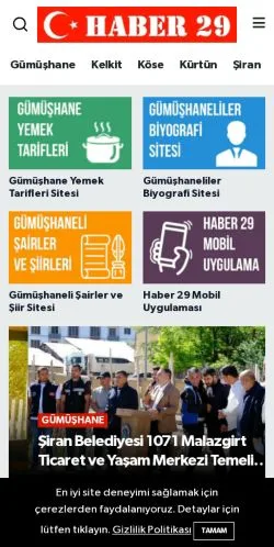 Podgląd witryny Gümüşhane Haber29, medium z kraju Turcja do artykułów sponsorowanych
