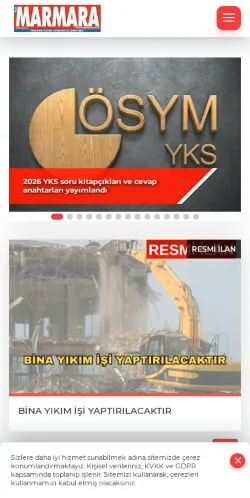 Podgląd witryny Yeni Marmara Gazetesi, medium z kraju Turcja do artykułów sponsorowanych