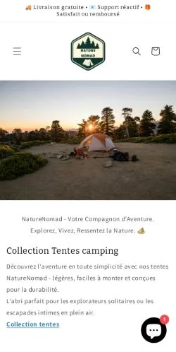 Anteprima del sito NatureNomad, media di Francia per articoli sponsorizzati