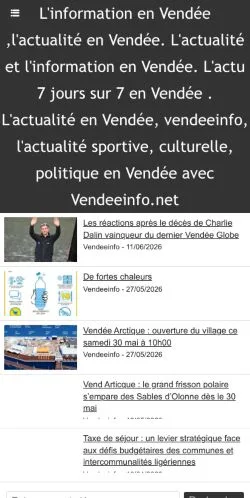 Vista previa del sitio Vendeeinfo, medio de Francia para artículos patrocinados