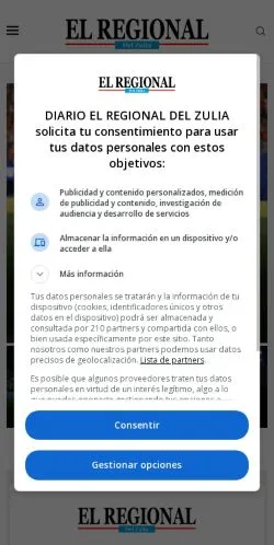 Anteprima del sito El Regional del Zulia, media di Spagna per articoli sponsorizzati