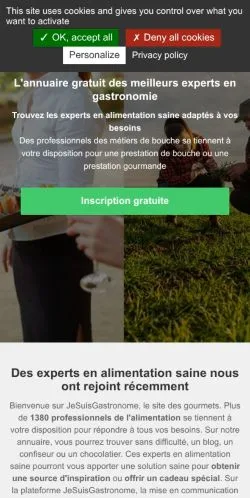 Pré-visualização do site Jesuisgastronome, meio de França para artigos patrocinados