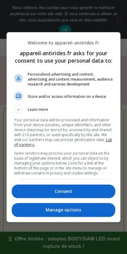 Anteprima del sito Appareil Antirides, media di Francia per articoli sponsorizzati