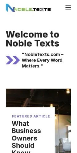 Förhandsvisning av webbplatsen Noble Texts, medium i USA för sponsrade artiklar