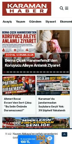 Anteprima del sito Karaman Haber, media di Turchia per articoli sponsorizzati
