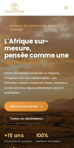 Anteprima del sito Vacances Afrique, media di Francia per articoli sponsorizzati