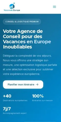 Podgląd witryny Vacances Europe, medium z kraju Francja do artykułów sponsorowanych