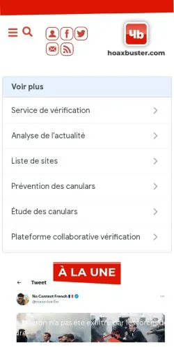 Anteprima del sito Hoaxbuster, media di Stati Uniti per articoli sponsorizzati