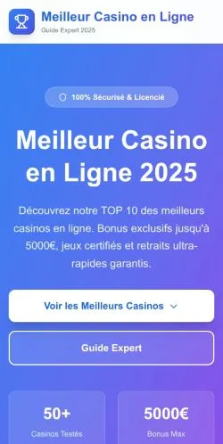 Anteprima del sito Meilleur Casino en Ligne, media di Francia per articoli sponsorizzati