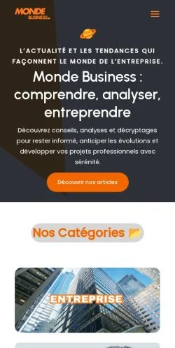 Vista previa del sitio Monde business, medio de Francia para artículos patrocinados