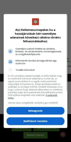 Anteprima del sito Kellemes Ünnepeket, media di Ungheria per articoli sponsorizzati