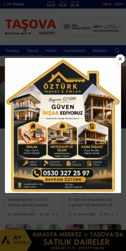 Anteprima del sito Taşova Gazetesi, media di Turchia per articoli sponsorizzati