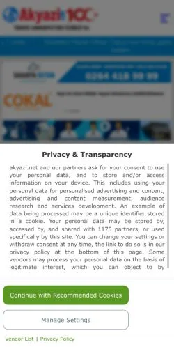 스폰서 기사용 튀르키예 매체 Akyazı Haber 사이트 미리보기
