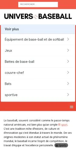 Vista previa del sitio Univers Baseball, medio de Francia para artículos patrocinados