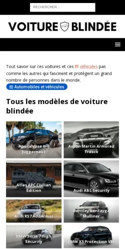 Anteprima del sito Voiture Blindée, media di Francia per articoli sponsorizzati