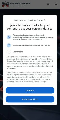 Anteprima del sito Jeux Vidéo France, media di Francia per articoli sponsorizzati