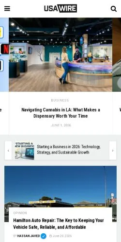 Preview of the USA Wire website, a media outlet in United States for sponsored articles