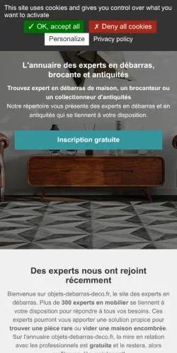 Anteprima del sito Experts Débarras Déco, media di Francia per articoli sponsorizzati