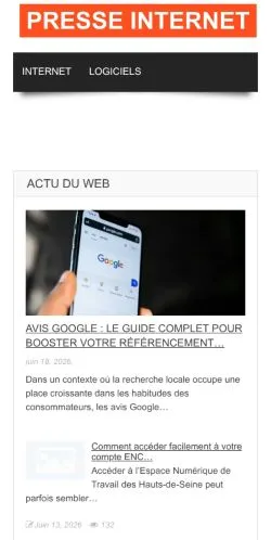 Anteprima del sito Presse Internet, media di Francia per articoli sponsorizzati