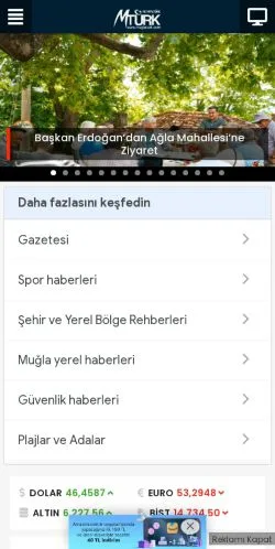 Podgląd witryny Muğlatürk, medium z kraju Turcja do artykułów sponsorowanych