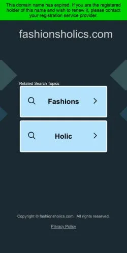 Podgląd witryny Fashionsholics, medium z kraju Stany Zjednoczone do artykułów sponsorowanych