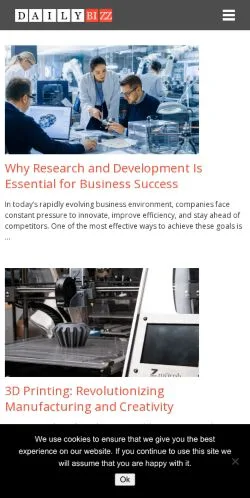 Preview of the Dailybizz website, a media outlet in United States for sponsored articles