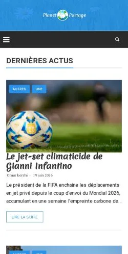 Anteprima del sito Planet Partage -, media di Francia per articoli sponsorizzati