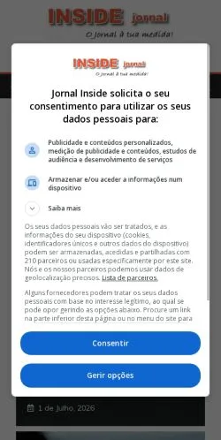 Anteprima del sito Jornal Inside, referenziato per la pubblicazione di articoli sponsorizzati