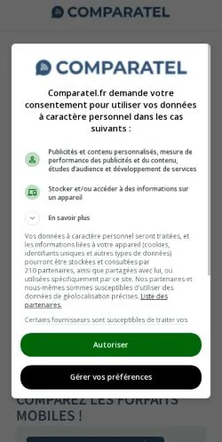 Aperçu du site Comparatel, référencé pour publier un article sponsorisé