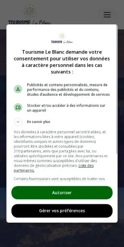 Aperçu du site Tourisme Le Blanc, référencé pour publier un article sponsorisé