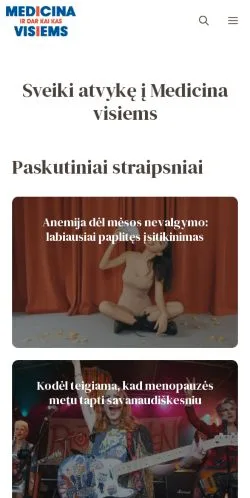 Sponsorlu makale yayını için listelenen Medicina Visiems sitesinin önizlemesi