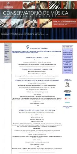 Förhandsvisning av webbplatsen Conservatorio de Música Julián Aguirre, listad för publicering av sponsrade artiklar