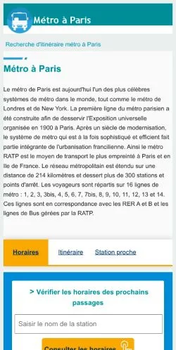 Anteprima del sito Itinéraire Métro Paris, referenziato per la pubblicazione di articoli sponsorizzati