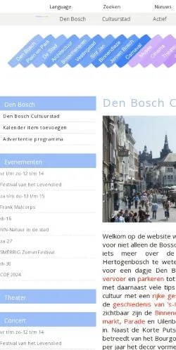 Sponsorlu makale yayını için listelenen Den Bosch Cultuurstad sitesinin önizlemesi