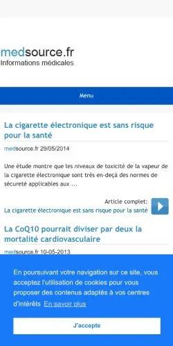 Aperçu du site Medsource, référencé pour publier un article sponsorisé