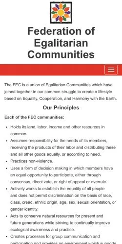 スポンサード記事の掲載先として登録されたFederation of Egalitarian Communitiesのサイトプレビュー